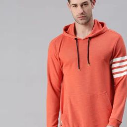 SHOWOFF Peach Cotton Slim Fit Stripes Sweatshirt-15