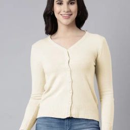 SHOWOFF Off White Solid Cardigan-picture-42