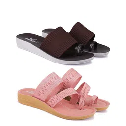 BERSACHE Set Of 2 Women Soft Classic Ultra Soft Technology One Toe Flats-image-40