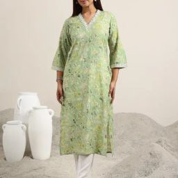 Libas Green Floral Kurta-image-35