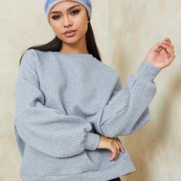 Styli Grey Textured Oversized Sweatshirt-image-52