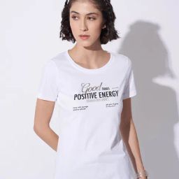 Ajile by Pantaloons Bright White Print T-Shirt-39