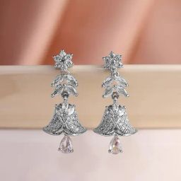 Priyaasi Silver American Diamond Studded Jhumki Earring-image-43