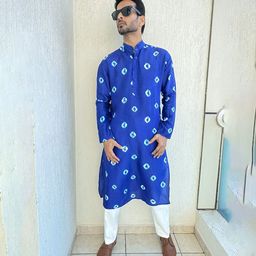 PRETANSHAH Men Quirky Embroidered Daily Silk A-Line Kurta-5