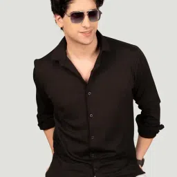 ALMATY Black Slim Fit Solid Shirt-picture-49