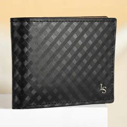 Louis Stitch Jet Black Textured Leather Medium Bi-Fold Wallet-25