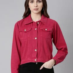 SHOWOFF Fuchsia Regular Fit Denim Jacket-image-51
