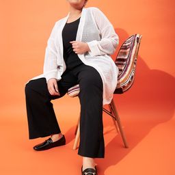 Athena Ample Plus Size Self Design Long Sleeves Shrug image 5