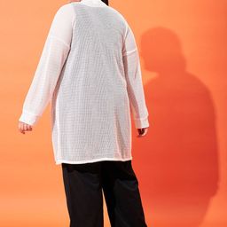 Athena Ample Plus Size Self Design Long Sleeves Shrug image 2