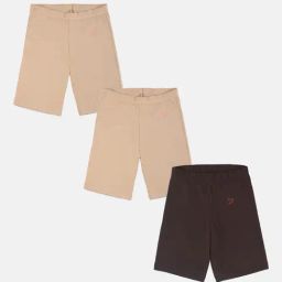 TWIN BIRDS Kids Beige & Brown Solid Shorts (Pack Of 3)-image-25