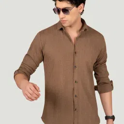 ALMATY Brown Slim Fit Stripes Shirt-picture-34