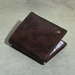 Louis Stitch Brown Textured Leather Medium Bi-Fold Wallet-picture-5