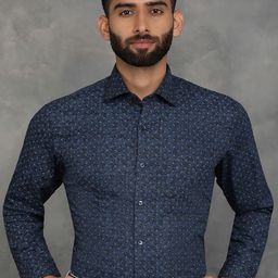 Greenfibre Men Spread Collar Floral Printed Cotton Slim Fit Casual Shirt-image-64