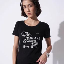 Ajile by Pantaloons Charcoal Black Print T-Shirt-picture-46