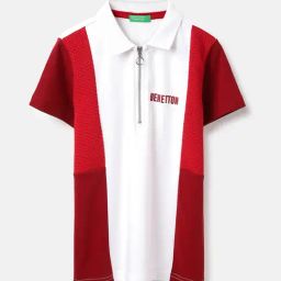 United Colors of Benetton Boys White Cotton Color Block Polo T-Shirt-picture-11