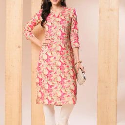 Globus Pink & Beige Embellished Kurta-image-100