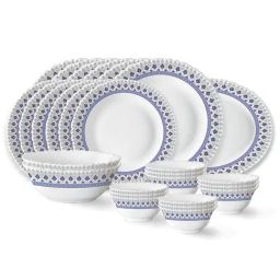 Larah by Borosil Ocean Fluted White Opalware 27 Pieces Dinner Set-5