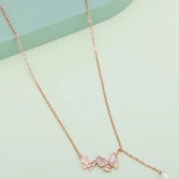 Kushal's Fashion Jewellery Pearl Rose Gold Polished Trendy Chain pendant for Women-picture-37