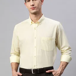 MANQ Men Yellow Smart Formal Shirt-image-58
