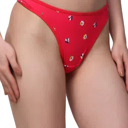 Louis Bayrad Printed High-Rise Thong Briefs LB1006 Thong Red-picture-0