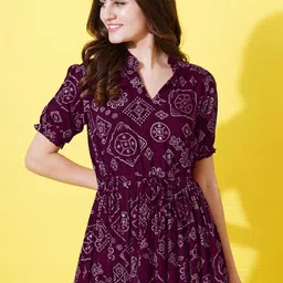 Jash Creation Ethnic Motifs Print Crepe A-Line Midi Dress-picture-45