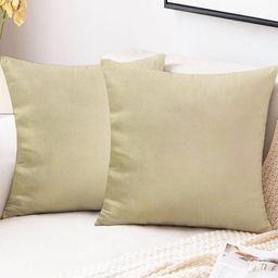IVAZA Beige Set of 2 Velvet Square Cushion Covers-11