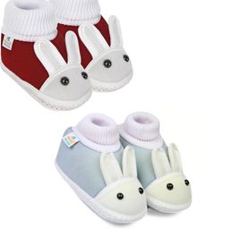 NESKA MODA 3 To 12 Months Baby Boys & Baby Girls 2 Pair Combo Pack Cute Soft Cotton Rabbit Booties-72