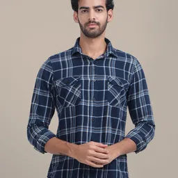 AMSWAN Men Tartan Checks Opaque Checked Casual Shirt-picture-37