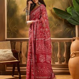 MANVAA Floral Printed Saree With Blouse Piece-image-73
