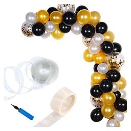 Shopperskart Balloon Arch with Chrome Confettie Metalic Balloons Combo Golden - Pack Of 88-3