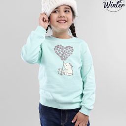 Babyoye Full Sleeves Cotton Blend Brushed Fleece Sweatshirt Butterfly & Elephant Print- Blue-image-12