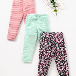 Babyhug Cotton Elastane Full Length Leggings Multiprint Pack of 3 - Multicolor-image-47