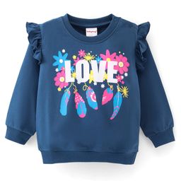 Babyhug Cotton Knit Full Sleeves Sweatshirt With Text Graphics- Navy Blue-image-98