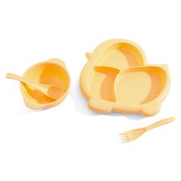 Bear Shaped Sectioned Plate with Bowl Spoon & Fork - Yellow-image-76