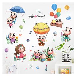 Jaamso Royals Cartoon Panda Balloon Kids Room Decor Wall Sticker-image-47