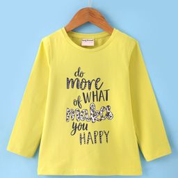 Lazy Bones Sinker Knit Full Sleeves T-Shirt with Text Print - Yellow-image-89
