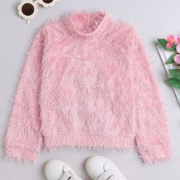 Taffykids Fur Full Sleeves Party Sweatshirt - Peach-picture-47