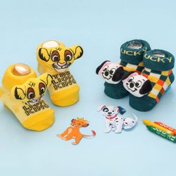 Disney by Yellow Bee Cotton Pack Of 2 The Lion King & Dalmatians Featuring Character Printed Socks - Yellow & Dark Green-46