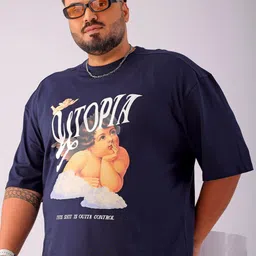 HARDSODA Men Plus Size Graphic Printed Round Neck Cotton Relaxed Fit T-shirt-image-32