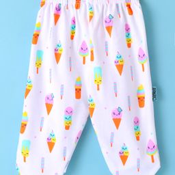 Child World Interlock Bootie Legging With Ice Cream Print - White image 2