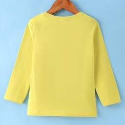 Lazy Bones Sinker Knit Full Sleeves T-Shirt with Text Print - Yellow image 2