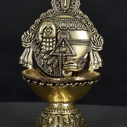 Exotic India Gold-Toned & Black Tirupati Balaji Conch Brass Diya-image-79