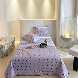 JC HOME Purple & Black Printed Cotton Double Queen Bed & Pillow Cover-image-100