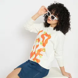 Mast & Harbour Women Typography Printed Pure Cotton Sweatshirt-picture-6