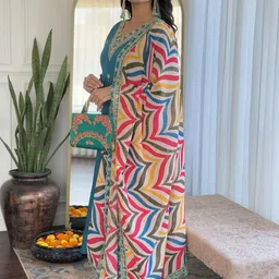 CANBIA Embroidered Regular Thread Work Kurta With Trousers & Dupatta image 4
