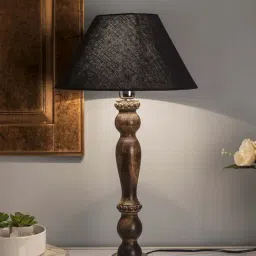 Homesake Black Eureka Polka Wood Table Lamp with Shade (Bulb Included) - Set of 1-10