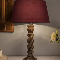 Homesake Brown Classic Twister Table Lamp with Red Shade (Bulb Included) - Set of 1-41
