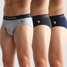 U.S. Polo Assn. Multicolored Cotton Regular Fit Briefs - Pack Of 3-image-0