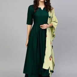Libas Green Kurta Palazzo Set With Stole-image-74