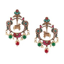 Priyaasi Ruby Artificial Stones Studded Drop Earring image 2